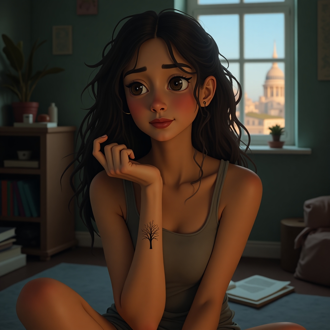 Flux dev a contemplative infj individual lost in thought with 0