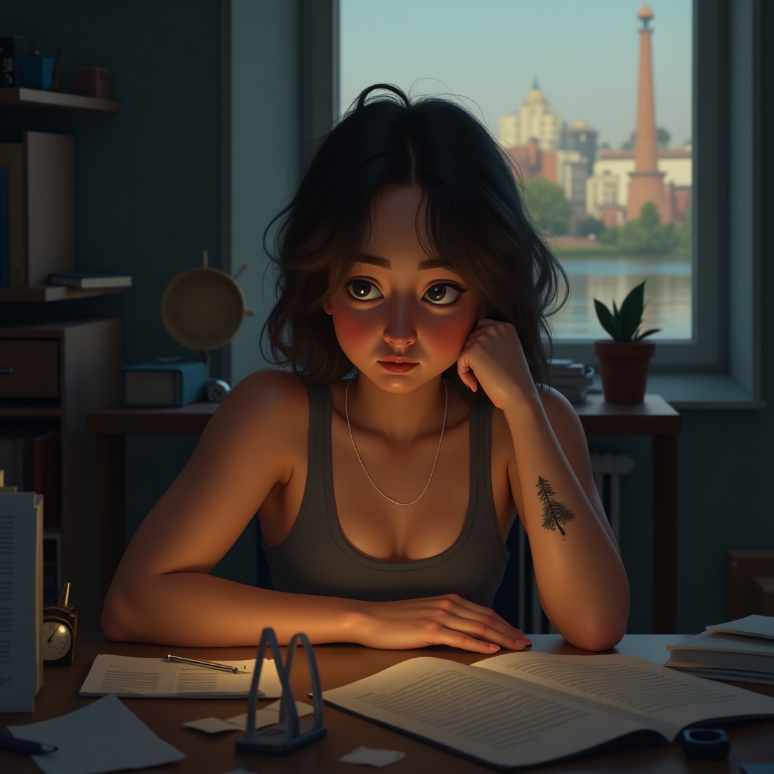 Flux dev a contemplative infj individual lost in thought with 1