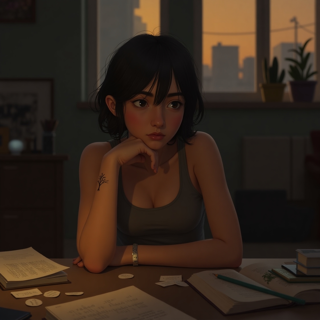 Flux dev a contemplative infj individual lost in thought with 3