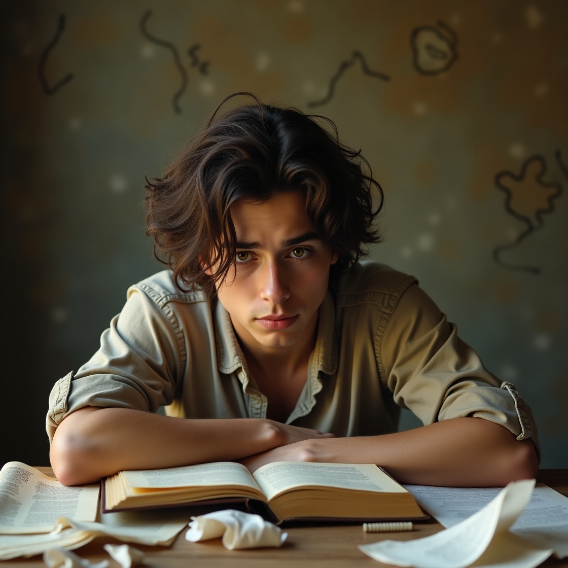 Flux dev a melancholic introspective young man with an infj pe 0