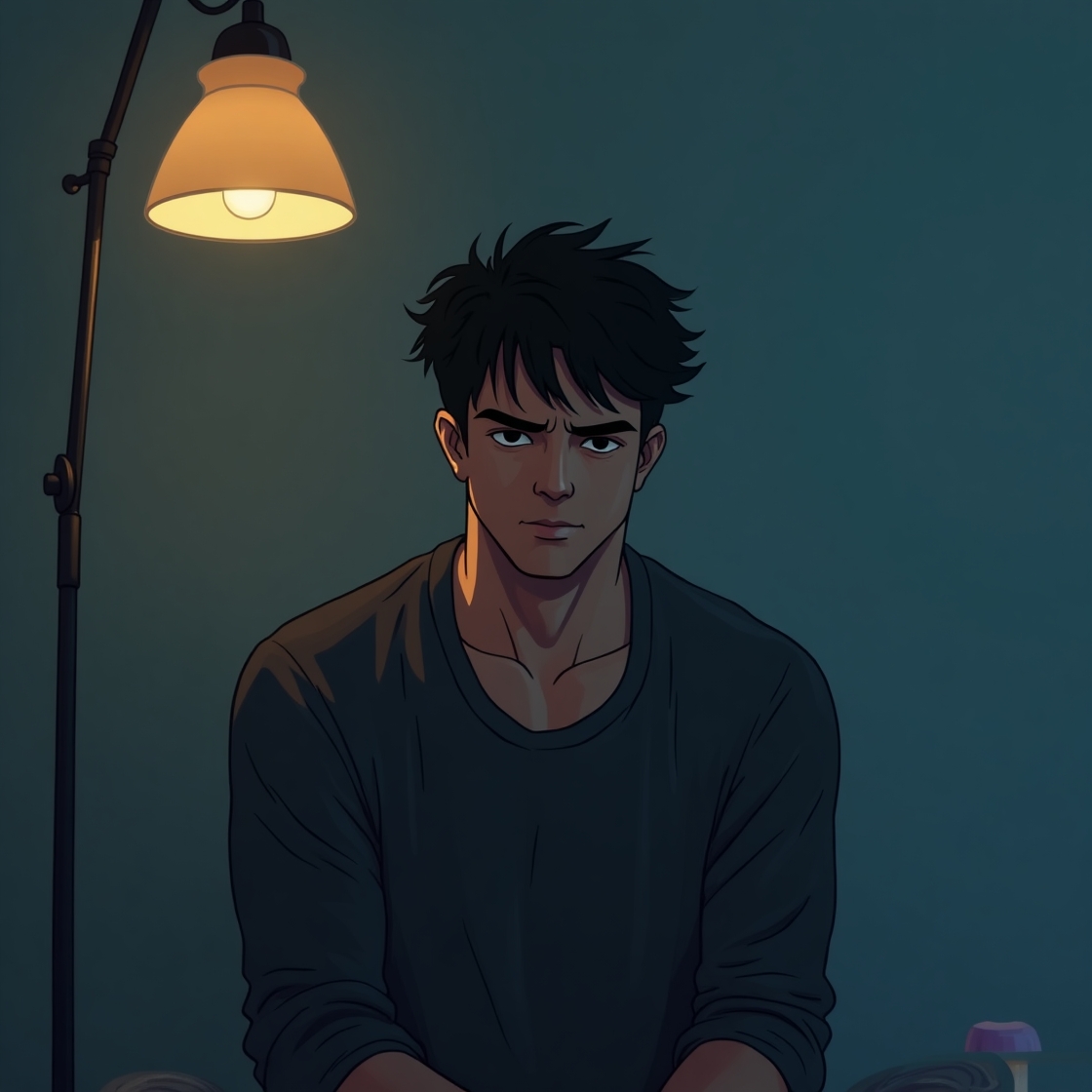 Flux dev a minimalist moody illustration of an infj male subtl 0