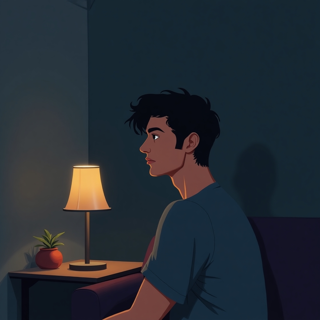 Flux dev a minimalist moody illustration of an infj male subtl 1