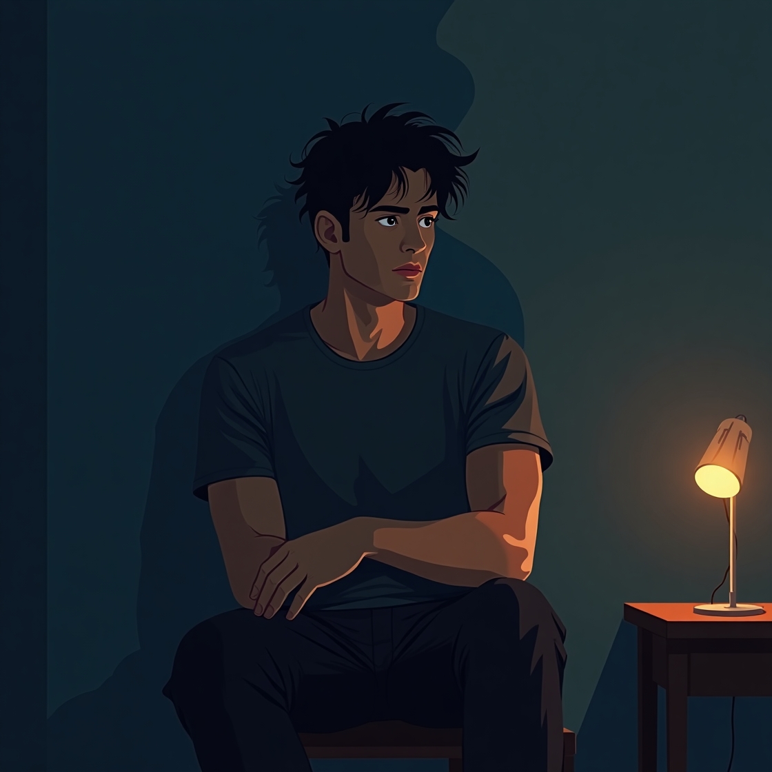 Flux dev a minimalist moody illustration of an infj male subtl 3