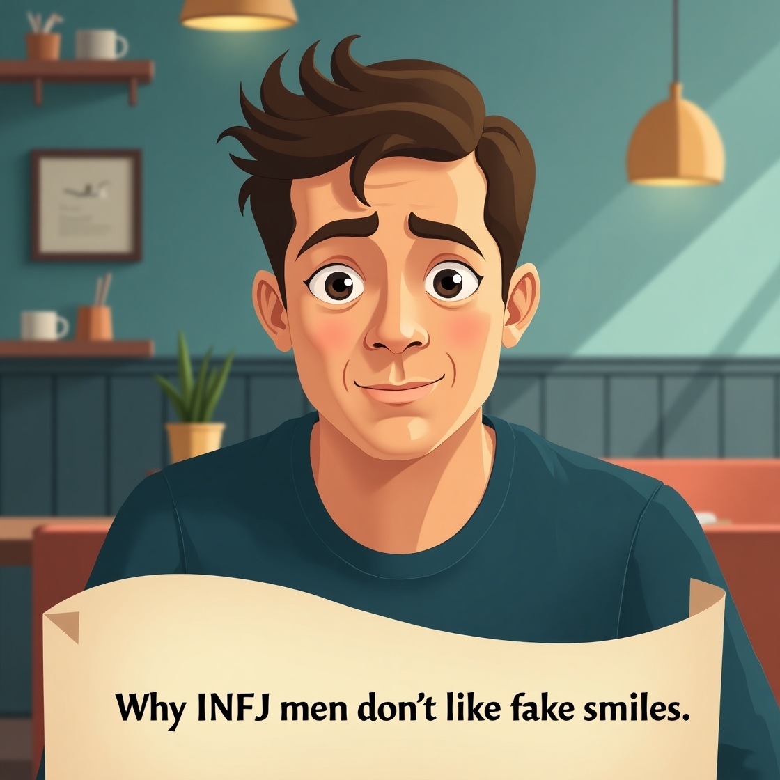 Flux dev a poignant illustration of an infj man with introspec 0