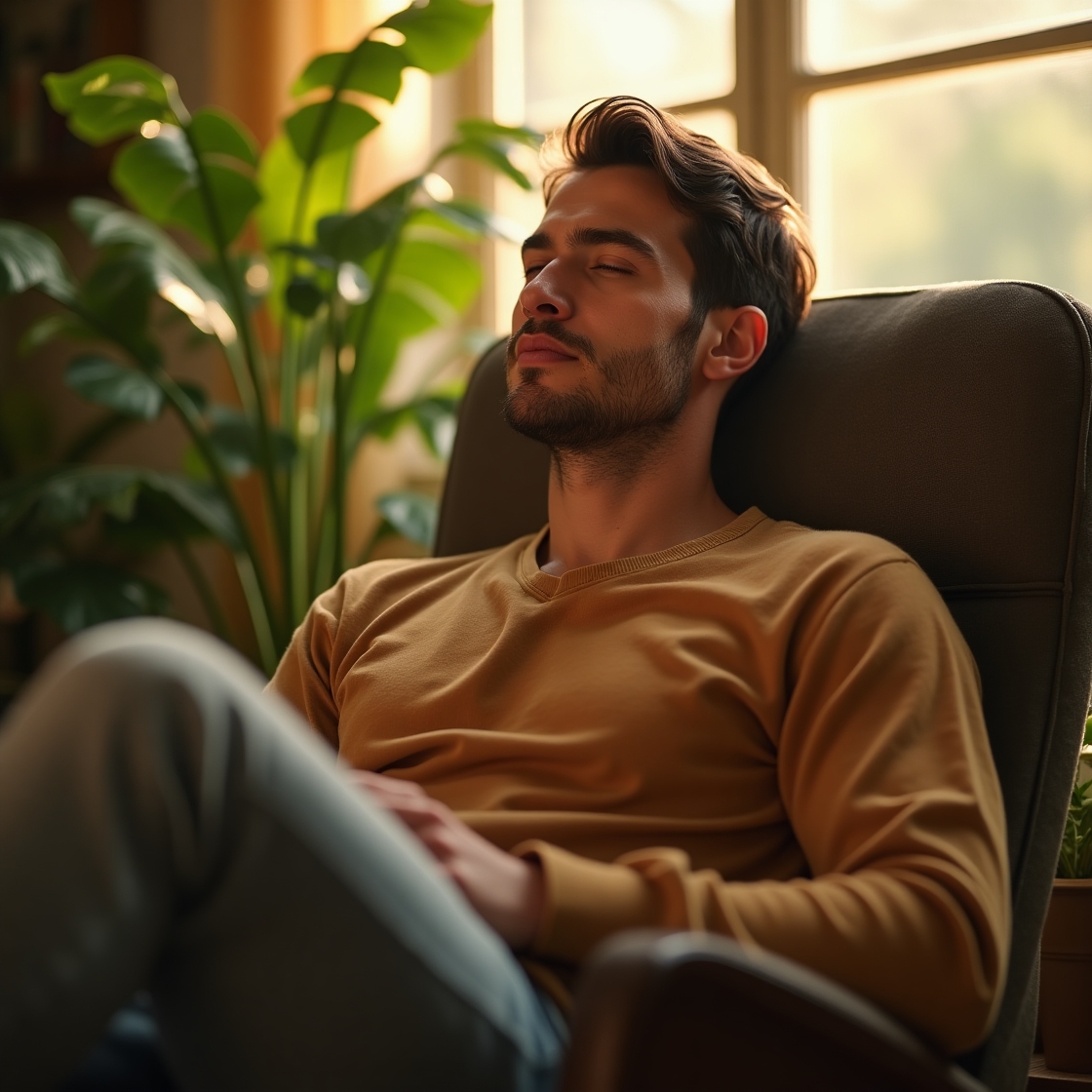 Flux dev a serene and introspective infj male is portrayed in 1