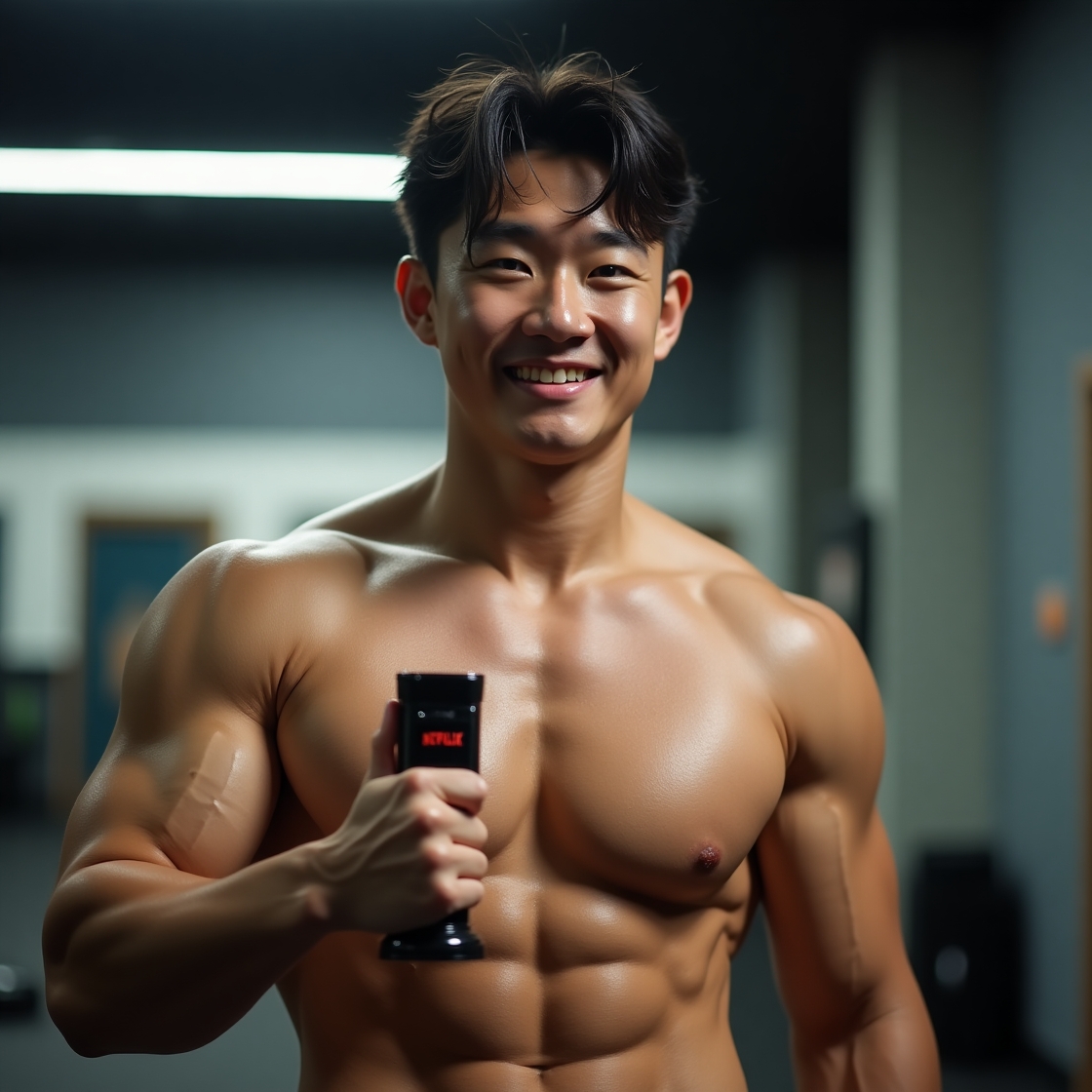 Flux dev a strong and athletic figure woo jinyong stands confi 0