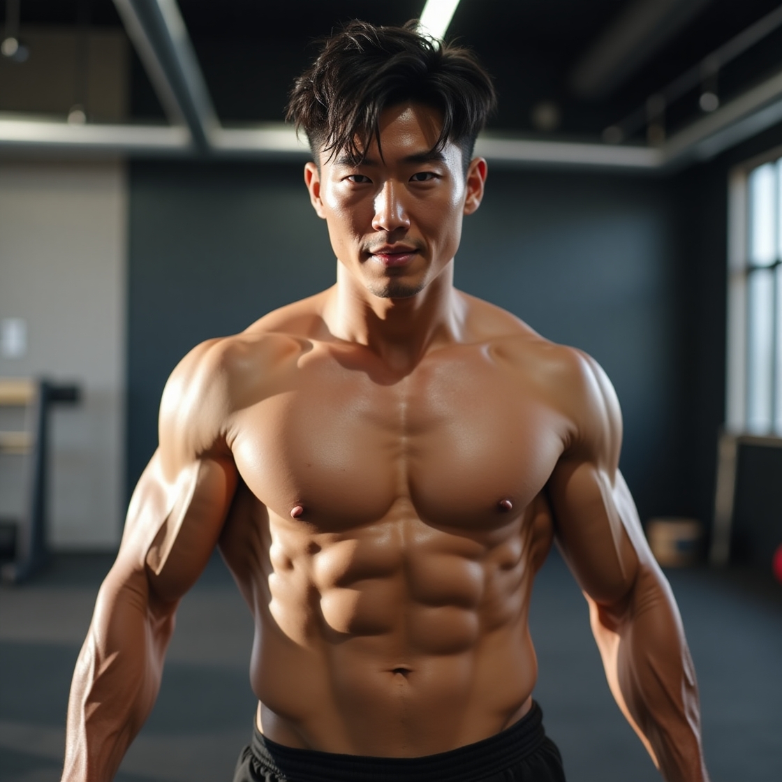 Flux dev a strong and athletic figure woo jinyong stands confi 1