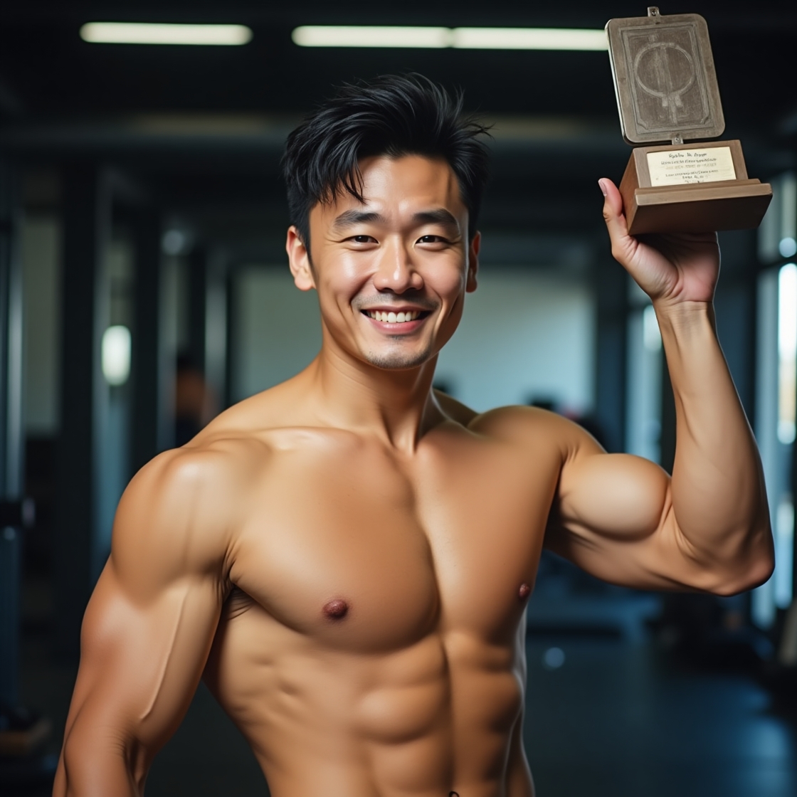Flux dev a strong and athletic figure woo jinyong stands confi 2