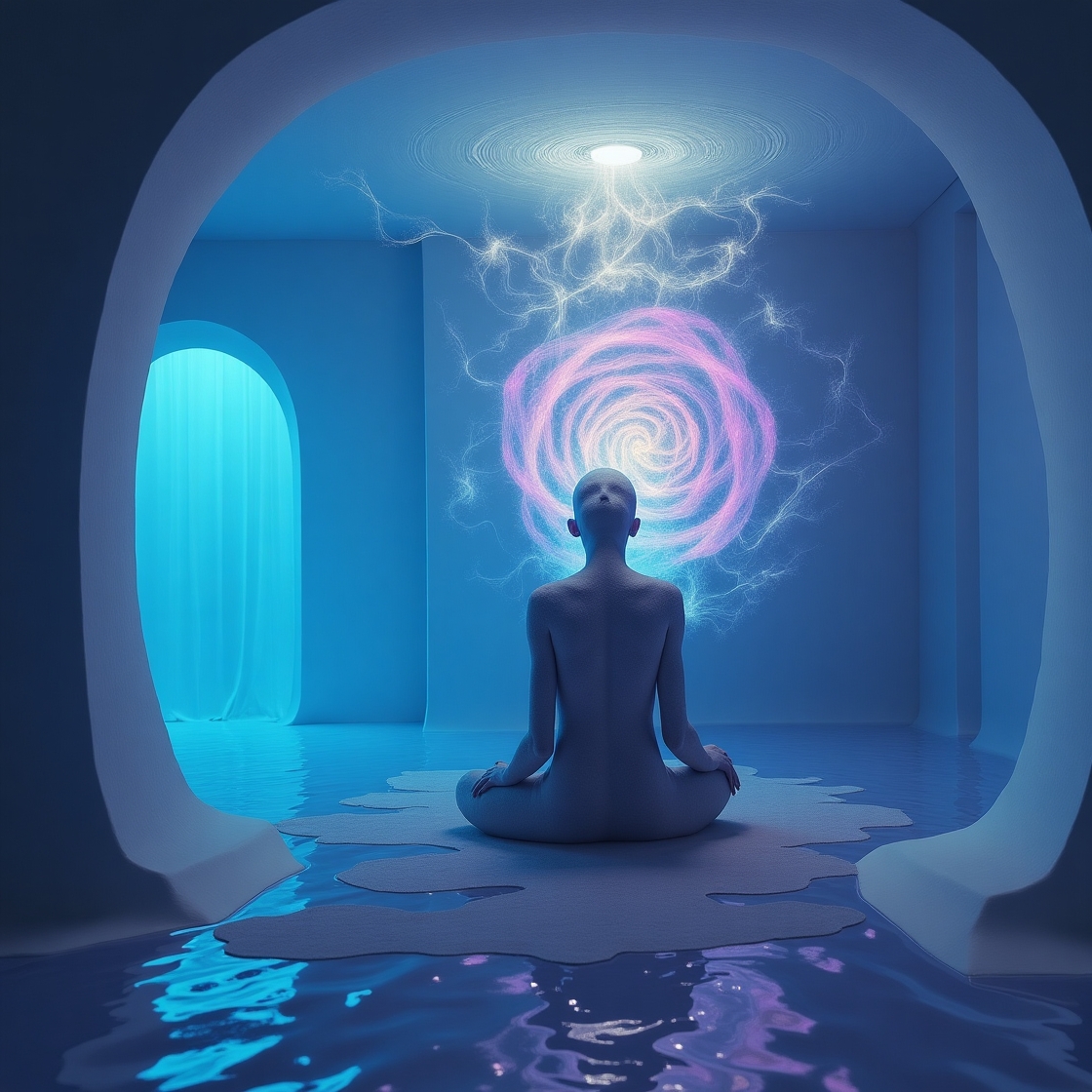 Flux dev a surreal dreamlike scene depicting a figure possibly 2