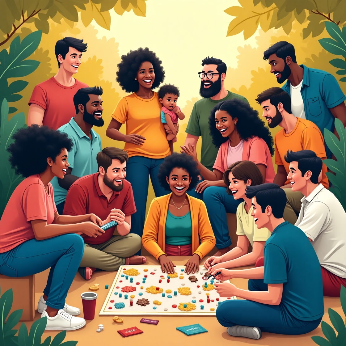 Flux dev a vibrant and colorful illustration of a diverse grou 2