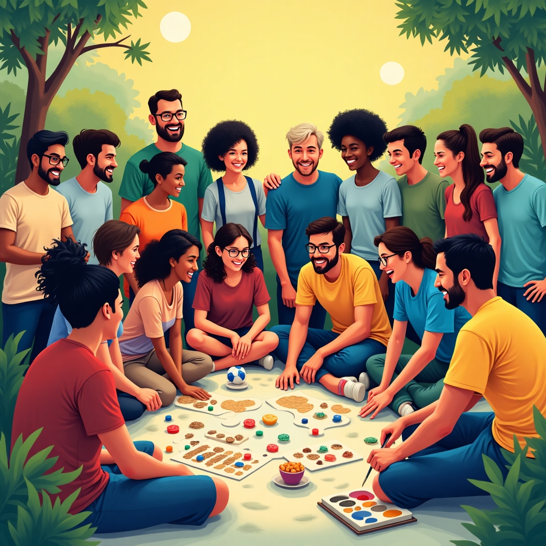 Flux dev a vibrant and colorful illustration of a diverse grou 3