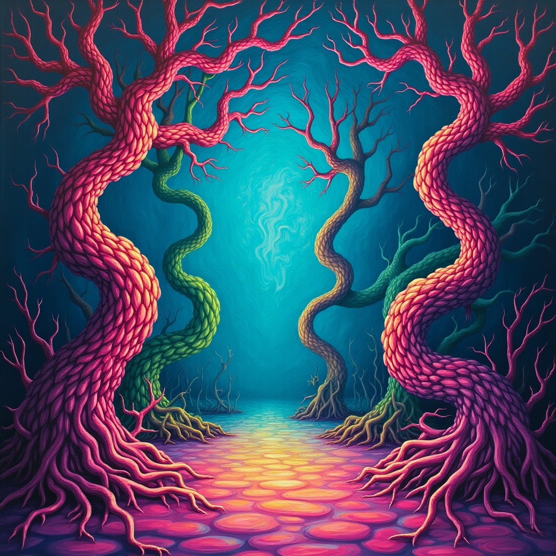 Flux dev a vibrant surreal dreamscape with swirling patterns a 2