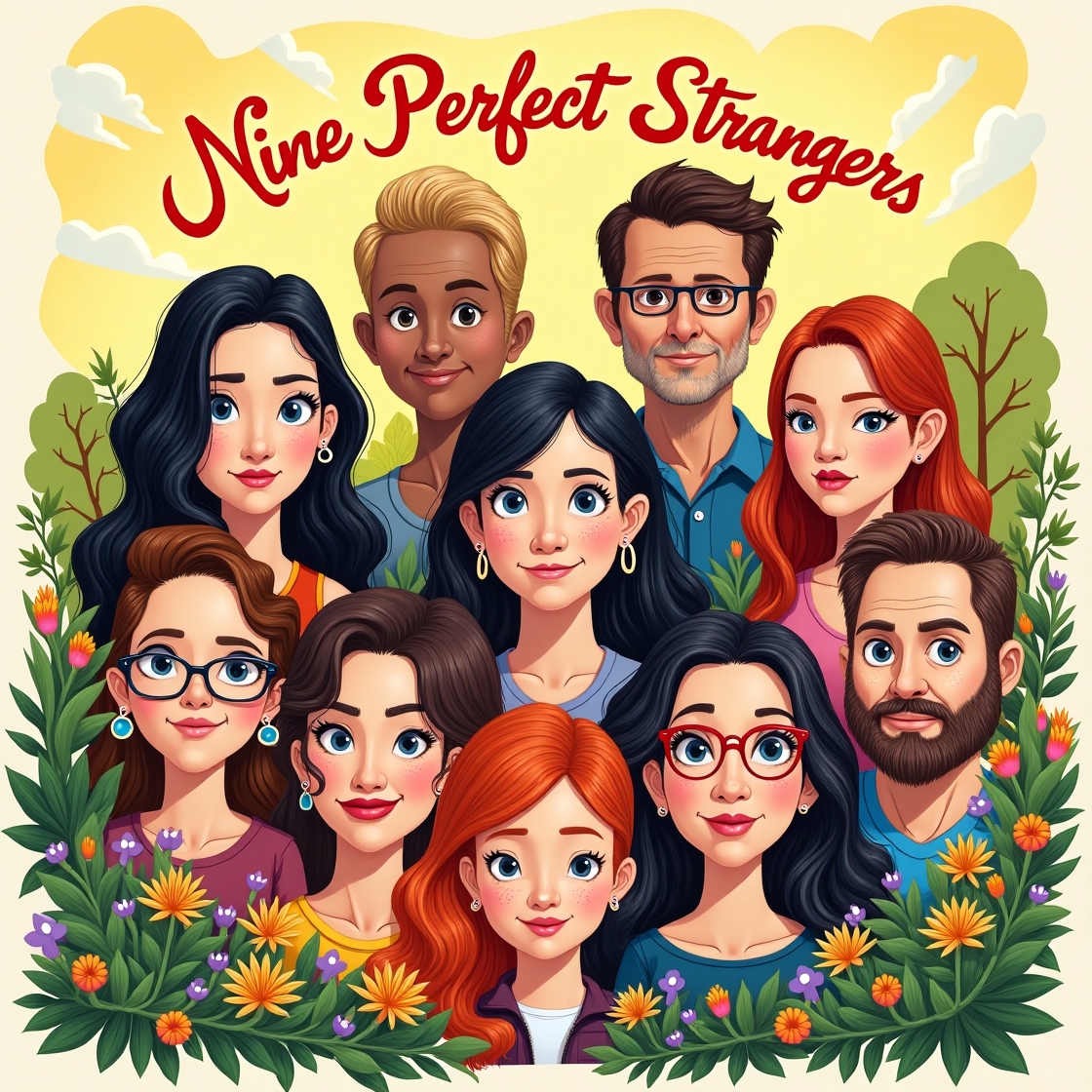 Flux dev a vibrant whimsical illustration showcasing the nine 0