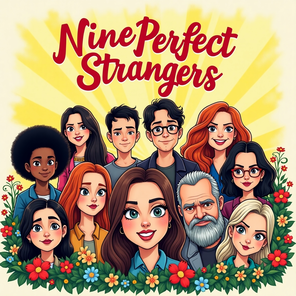 Flux dev a vibrant whimsical illustration showcasing the nine 1