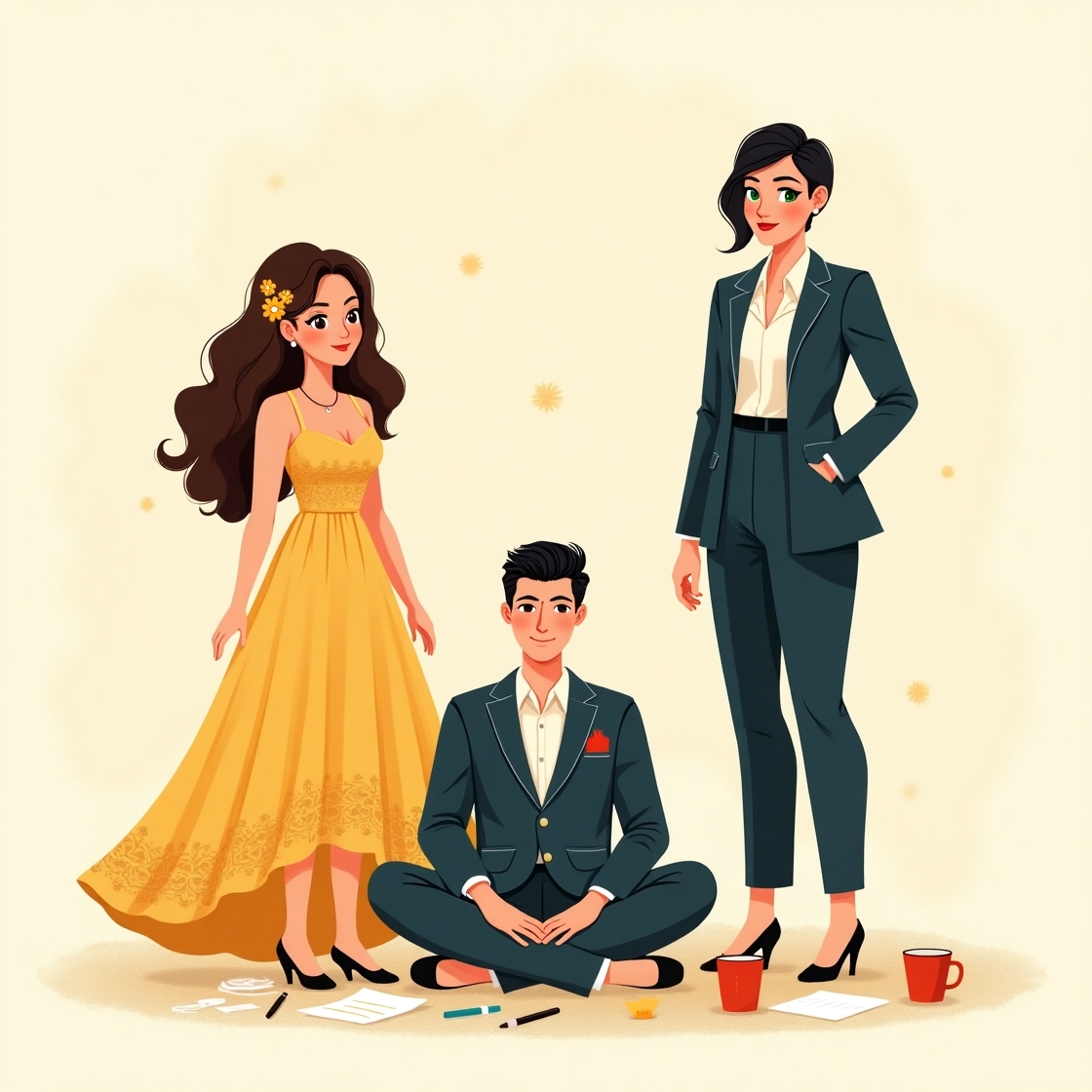 Flux dev a whimsical illustrative depiction of three people sy 3