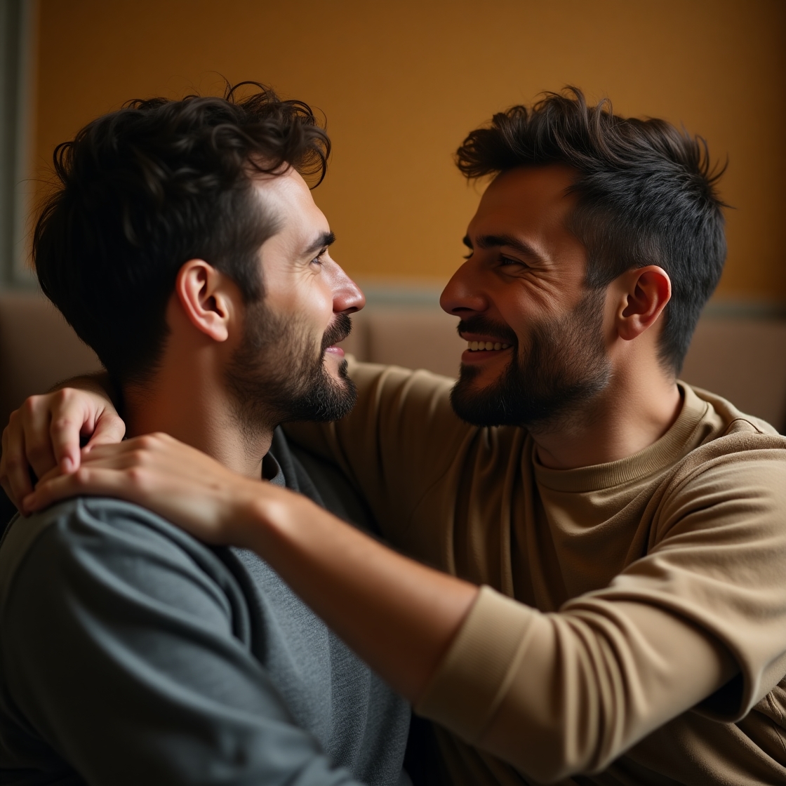 Flux dev two men likely in their midtolate adulthood with intr 1